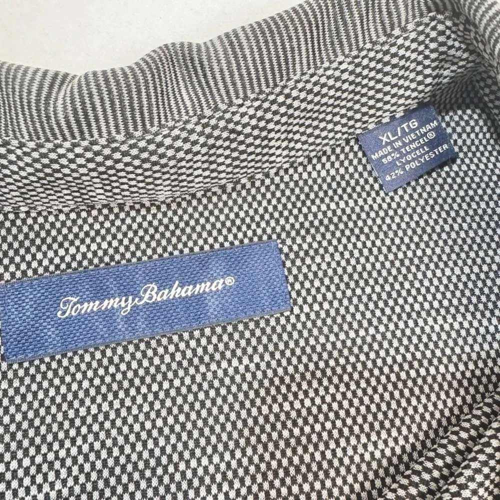Tommy Bahama Mens XL Gray Blue Striped Tencel Blend Polo‎ Golf Shirt
